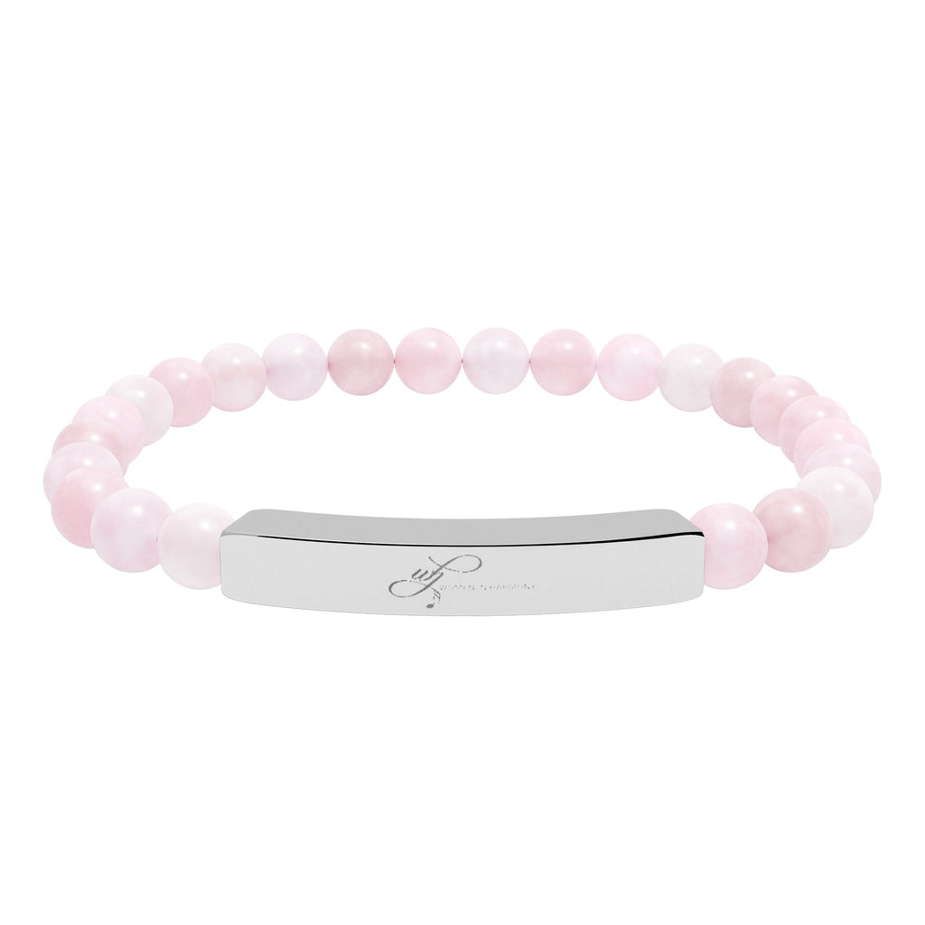 WIH Engraved Natural Stone Bead Bar Bracelet