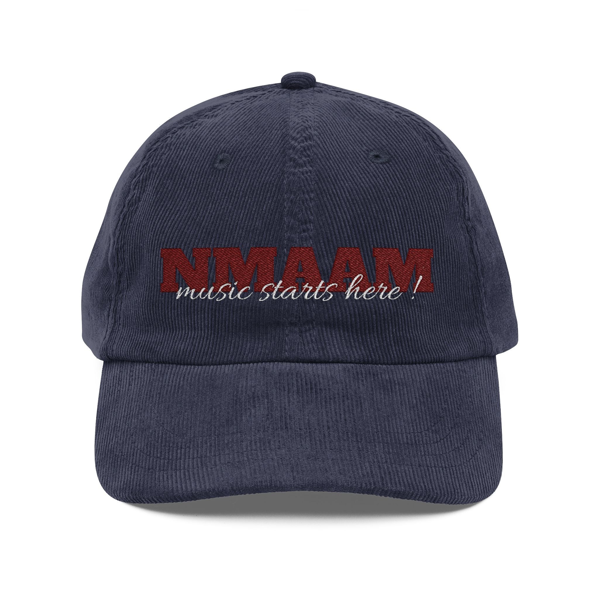 'Music' Vintage Embroidered Corduroy Baseball Cap
