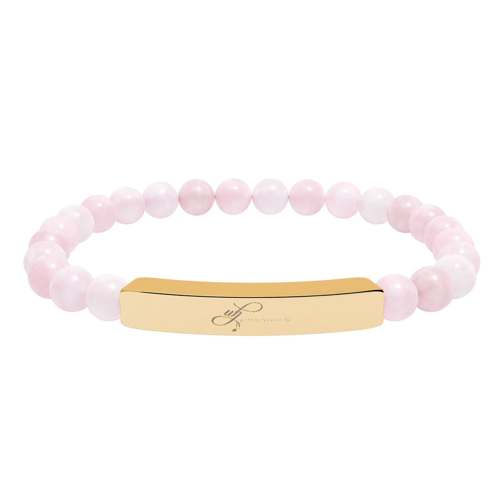 WIH Engraved Natural Stone Bead Bar Bracelet