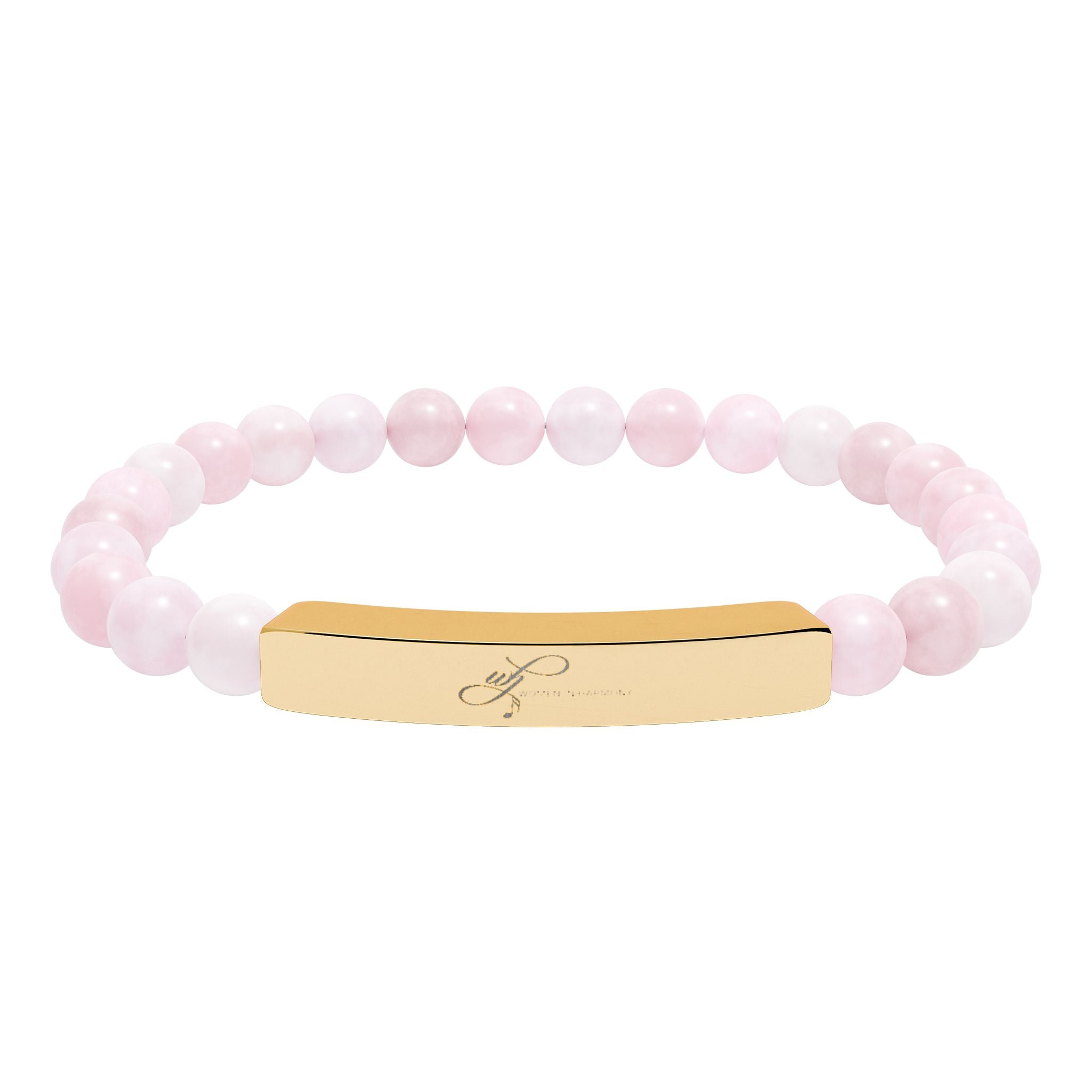 WIH Engraved Natural Stone Bead Bar Bracelet
