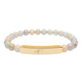 WIH Engraved Natural Stone Bead Bar Bracelet