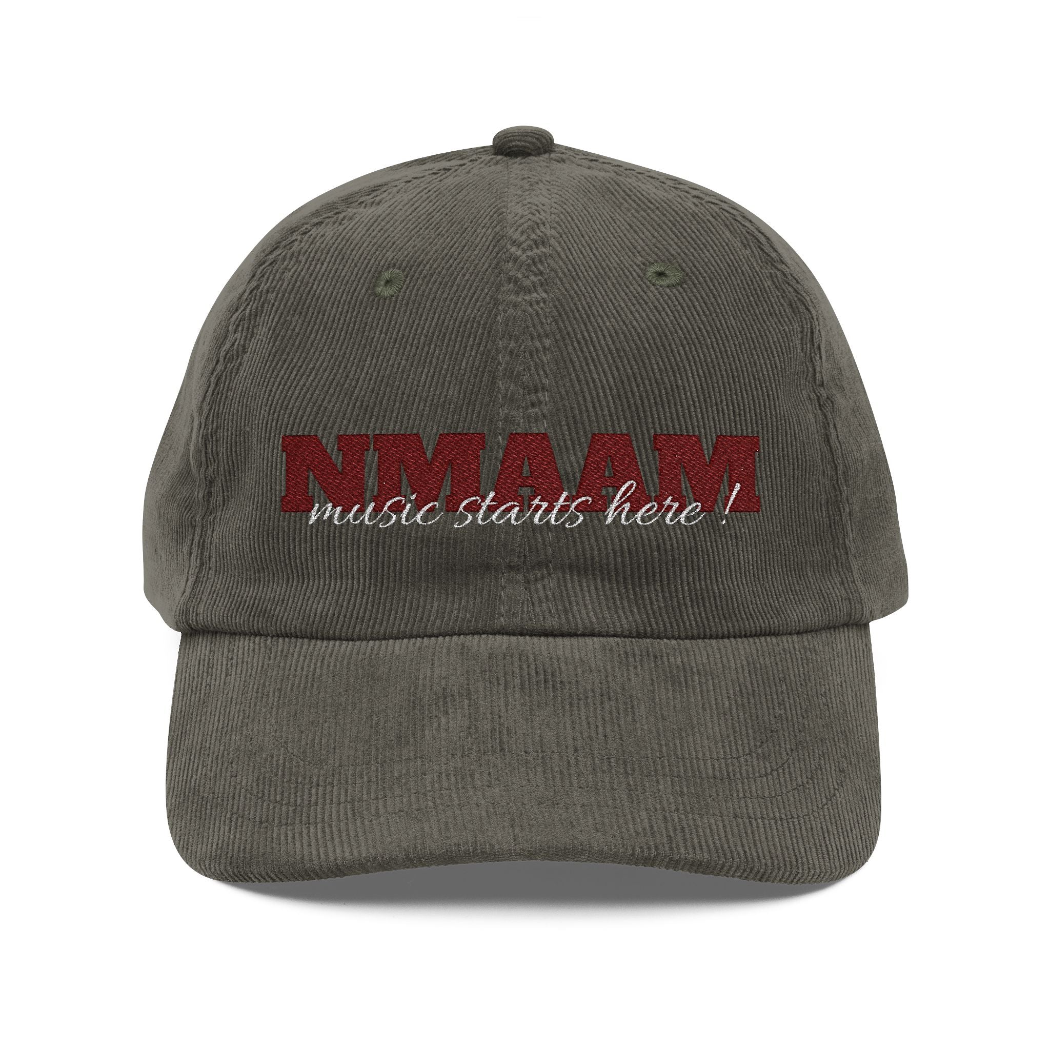 'Music' Vintage Embroidered Corduroy Baseball Cap